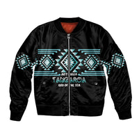 Aotearoa Atua Tangaroa Personalised Bomber Jacket Maori God Of The Sea Taniko Motifs LT14 Unisex Turquoise - Polynesian Pride