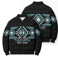 Aotearoa Atua Tangaroa Personalised Bomber Puffer Jacket Maori God Of The Sea Taniko Motifs LT14 - Polynesian Pride