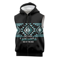 Aotearoa Atua Tangaroa Personalised Sleeveless Zip Hoodie Maori God Of The Sea Taniko Motifs LT14 Turquoise - Polynesian Pride