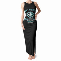 Aotearoa Atua Tangaroa Personalised Tank Maxi Dress Maori God Of The Sea Taniko Motifs LT14 Women Turquoise - Polynesian Pride