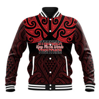 Personalised Keep Maori Wards New Zealand Baseball Jacket Stronger Together Aotearoa Taniko - Polynesian Pride