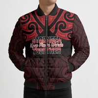 Personalised Keep Maori Wards New Zealand Bomber Puffer Jacket Stronger Together Aotearoa Taniko - Polynesian Pride