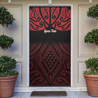 Personalised Keep Maori Wards New Zealand Door Cover Stronger Together Aotearoa Taniko LT14 Black - Polynesian Pride