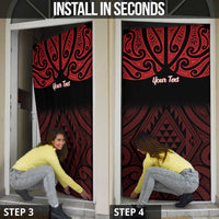 Personalised Keep Maori Wards New Zealand Door Cover Stronger Together Aotearoa Taniko LT14 - Polynesian Pride