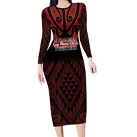 Personalised Keep Maori Wards New Zealand Family Matching Long Sleeve Bodycon Dress and Hawaiian Shirt Stronger Together Aotearoa Taniko - Polynesian Pride