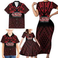 Personalised Keep Maori Wards New Zealand Family Matching Short Sleeve Bodycon Dress and Hawaiian Shirt Stronger Together Aotearoa Taniko - Polynesian Pride