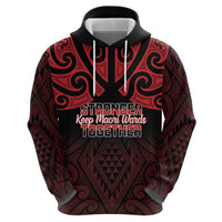 Personalised Keep Maori Wards New Zealand Hoodie Stronger Together Aotearoa Taniko - Polynesian Pride