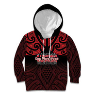 Personalised Keep Maori Wards New Zealand Kid Hoodie Stronger Together Aotearoa Taniko - Polynesian Pride