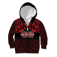 Personalised Keep Maori Wards New Zealand Kid Hoodie Stronger Together Aotearoa Taniko - Polynesian Pride