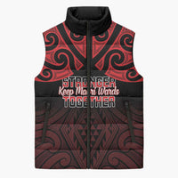 Personalised Keep Maori Wards New Zealand Sleeveless Puffer Jacket Stronger Together Aotearoa Taniko - Polynesian Pride