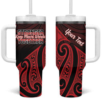 Personalised Keep Maori Wards New Zealand Tumbler With Handle Stronger Together Aotearoa Taniko - Polynesian Pride