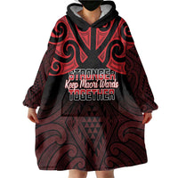 Personalised Keep Maori Wards New Zealand Wearable Blanket Hoodie Stronger Together Aotearoa Taniko - Polynesian Pride