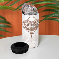 New Zealand Manta Ray Tattoo 4 in 1 Can Cooler Tumbler Aotearoa Maori Haehae Beige - Polynesian Pride