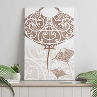 New Zealand Manta Ray Tattoo Canvas Wall Art Aotearoa Maori Haehae Beige - Polynesian Pride