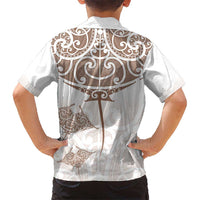 New Zealand Manta Ray Tattoo Hawaiian Shirt Aotearoa Maori Haehae Beige - Polynesian Pride