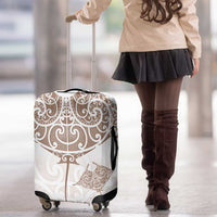 New Zealand Manta Ray Tattoo Luggage Cover Aotearoa Maori Haehae Beige - Polynesian Pride