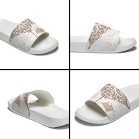 New Zealand Manta Ray Tattoo Slide Sandals Aotearoa Maori Haehae Beige LT14 - Polynesian Pride