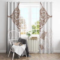 New Zealand Manta Ray Tattoo Window Curtain Aotearoa Maori Haehae Beige - Polynesian Pride