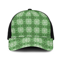 Green Hawaiian Quilt Baseball Net Cap Hawaii Pineapple Monstera Palaka Motifs LT14 One Size Black Green - Polynesian Pride