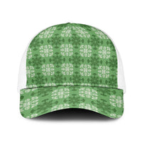 Green Hawaiian Quilt Baseball Net Cap Hawaii Pineapple Monstera Palaka Motifs LT14 One Size White Green - Polynesian Pride