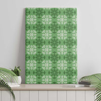 Green Hawaiian Quilt Canvas Wall Art Hawaii Pineapple Monstera Palaka Motifs - Polynesian Pride