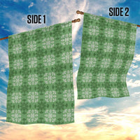 Green Hawaiian Quilt Garden Flag Hawaii Pineapple Monstera Palaka Motifs - Polynesian Pride