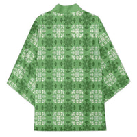 Green Hawaiian Quilt Kimono Hawaii Pineapple Monstera Palaka Motifs - Polynesian Pride