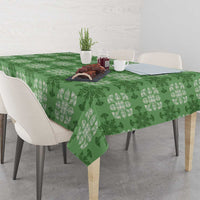Green Hawaiian Quilt Tablecloth Hawaii Pineapple Monstera Palaka Motifs - Polynesian Pride