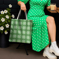Green Hawaiian Quilt Tote Bag Hawaii Pineapple Monstera Palaka Motifs - Polynesian Pride