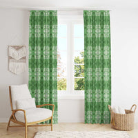Green Hawaiian Quilt Window Curtain Hawaii Pineapple Monstera Palaka Motifs - Polynesian Pride