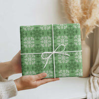 Green Hawaiian Quilt Wrapping Paper Hawaii Pineapple Monstera Palaka Motifs - Polynesian Pride