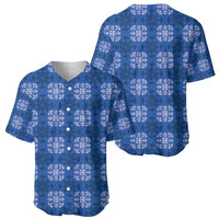 Royal Blue Hawaiian Quilt Baseball Jersey Hawaii Pineapple Monstera Palaka Motifs - Polynesian Pride