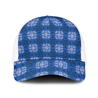 Royal Blue Hawaiian Quilt Baseball Net Cap Hawaii Pineapple Monstera Palaka Motifs LT14 One Size White Royal Blue - Polynesian Pride