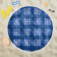 Royal Blue Hawaiian Quilt Beach Blanket Hawaii Pineapple Monstera Palaka Motifs - Polynesian Pride