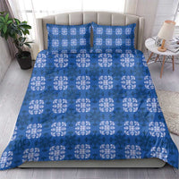 Royal Blue Hawaiian Quilt Bedding Set Hawaii Pineapple Monstera Palaka Motifs - Polynesian Pride