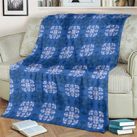 Royal Blue Hawaiian Quilt Blanket Hawaii Pineapple Monstera Palaka Motifs - Polynesian Pride