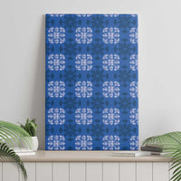 Royal Blue Hawaiian Quilt Canvas Wall Art Hawaii Pineapple Monstera Palaka Motifs - Polynesian Pride