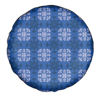 Royal Blue Hawaiian Quilt Spare Tire Cover Hawaii Pineapple Monstera Palaka Motifs - Polynesian Pride