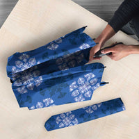 Royal Blue Hawaiian Quilt Umbrella Hawaii Pineapple Monstera Palaka Motifs - Polynesian Pride