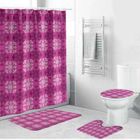 Pink Hawaiian Quilt Bathroom Set Hawaii Pineapple Monstera Palaka Motifs LT14 Bathroom Set (4 pcs) Pink - Polynesian Pride