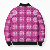 Pink Hawaiian Quilt Bomber Puffer Jacket Hawaii Pineapple Monstera Palaka Motifs - Polynesian Pride