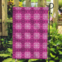 Pink Hawaiian Quilt Garden Flag Hawaii Pineapple Monstera Palaka Motifs - Polynesian Pride