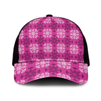 Pink Hawaiian Quilt Mesh Trucker Cap Hawaii Pineapple Monstera Palaka Motifs LT14 One Size Black Pink - Polynesian Pride