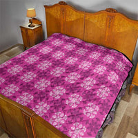 Pink Hawaiian Quilt Quilt Hawaii Pineapple Monstera Palaka Motifs - Polynesian Pride