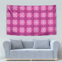 Pink Hawaiian Quilt Tapestry Hawaii Pineapple Monstera Palaka Motifs - Polynesian Pride