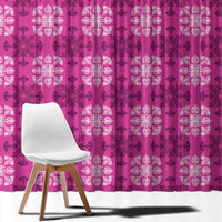 Pink Hawaiian Quilt Window Curtain Hawaii Pineapple Monstera Palaka Motifs - Polynesian Pride