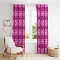 Pink Hawaiian Quilt Window Curtain Hawaii Pineapple Monstera Palaka Motifs - Polynesian Pride