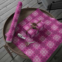 Pink Hawaiian Quilt Wrapping Paper Hawaii Pineapple Monstera Palaka Motifs - Polynesian Pride