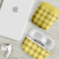 Yellow Hawaiian Quilt AirPods Case Hawaii Pineapple Monstera Palaka Motifs - Polynesian Pride