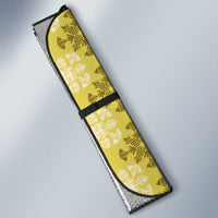Yellow Hawaiian Quilt Auto Sun Shade Hawaii Pineapple Monstera Palaka Motifs - Polynesian Pride